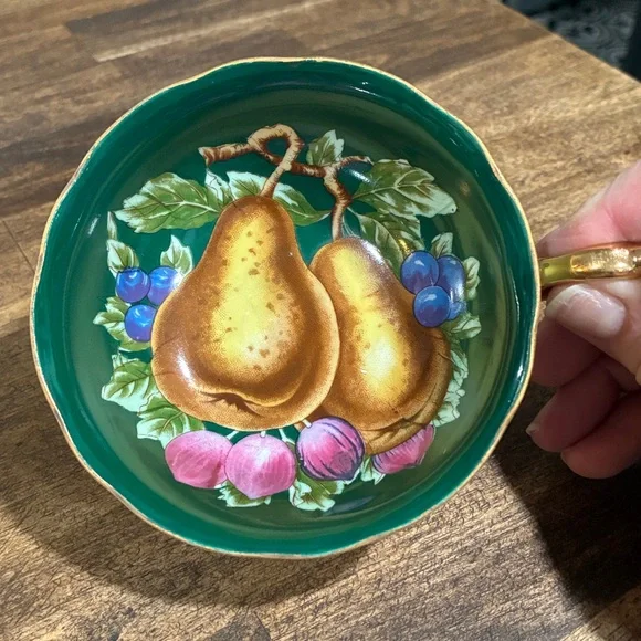 Royal Sealy Japan Green Footed Cup & Saucer - Picture 3 of 7